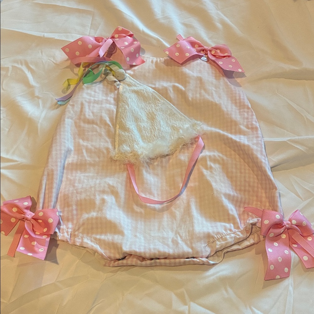 Pink and White 18 month birthday bubble romper